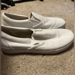 White slip on vans, size 8